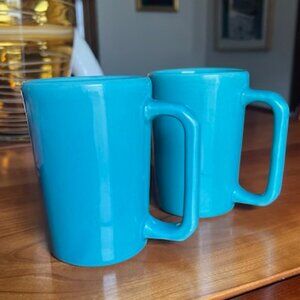 VINTAGE DCC USA Blue Ceramic Coffee Mugs - Set of 2 - Restaurant Ware